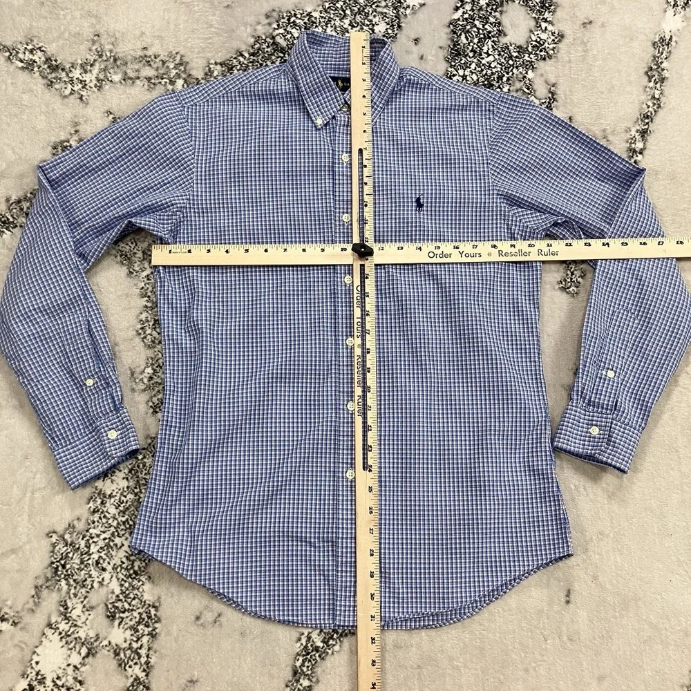 Polo Ralph‎ Lauren Custom Fit Blue Check Button Down Shirt Men's M
